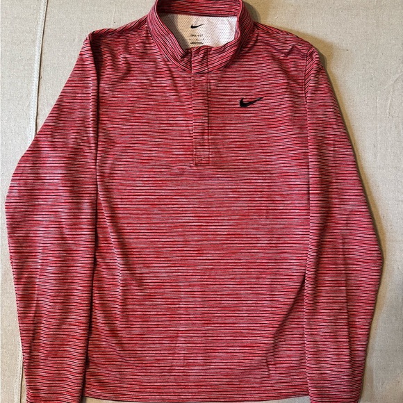 Nike Red Striped Long Sleeve Quarter zip - Picture 2 of 8